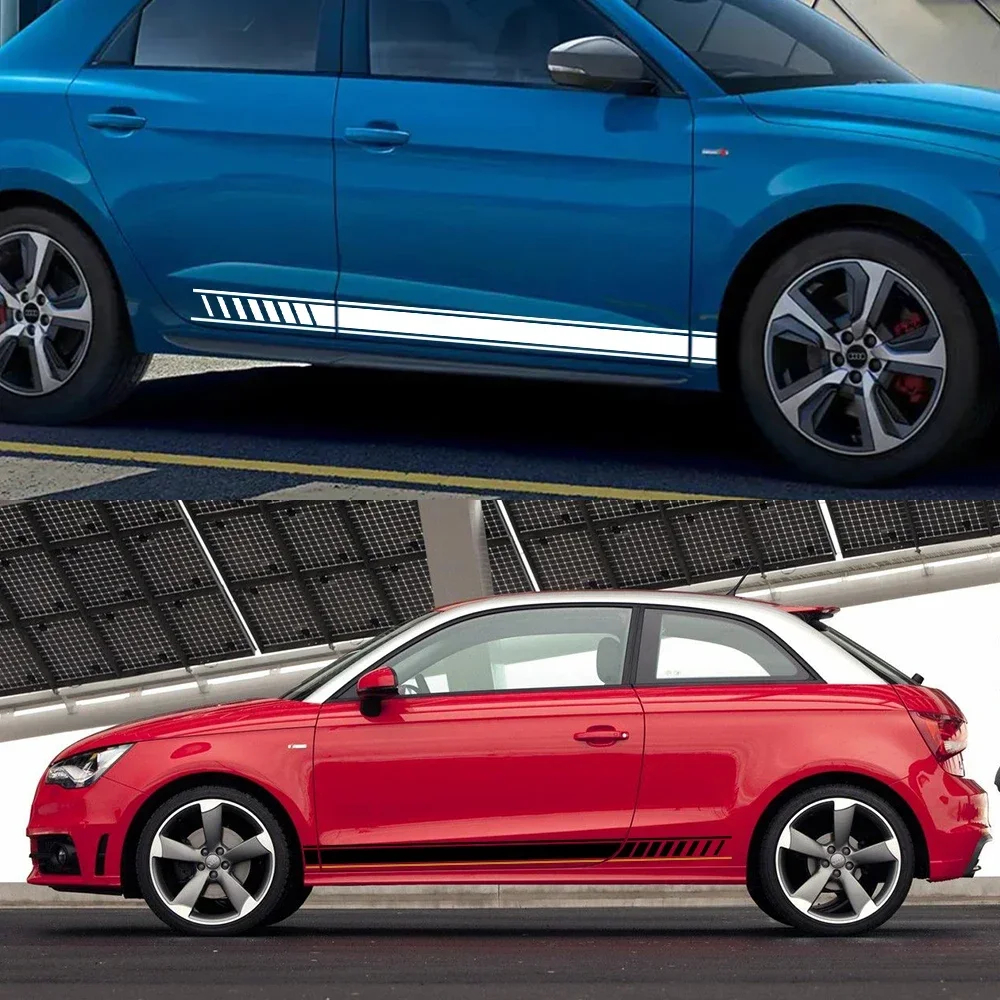 لأودي A1 8X GB GBA Sportback الأنا زائد TFSI E-Tron الحضرية 2 قطعة باب السيارة ملصق الجانب تنورة الرسومات سباق المشارب اكسسوارات #4