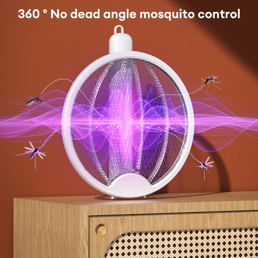 4 en 1 raqueta de mosquito eléctrico plegable USB recargable lámpara de mosquito luz onda mosquito señuelo insecto eléctrico asesino