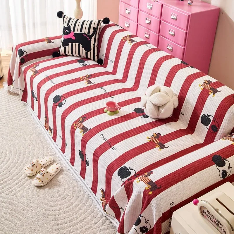 Cute Cartoon Sofa Cover Four Season Universal One Piece Anti Cat Scratch Non Slip Sofa Slipcover Blanket Household Goods