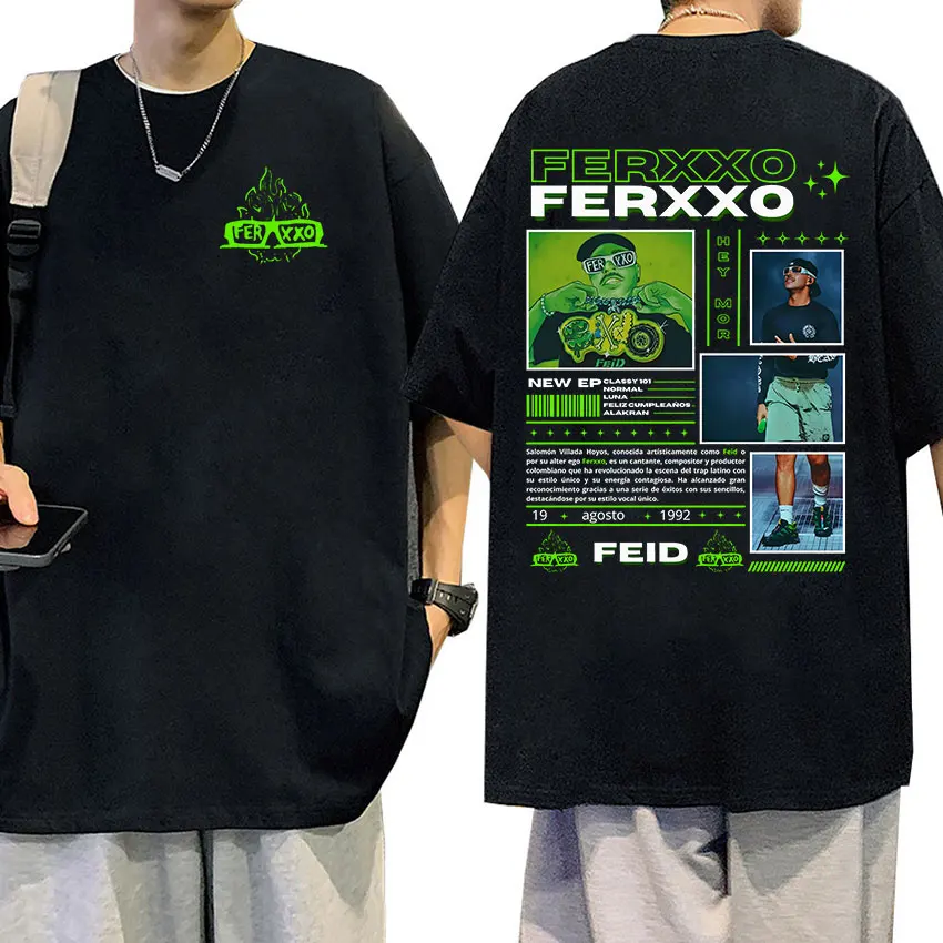 Rapper Feid Ferxxo 2024 Graphic T Shirt Men's Hip Hop Fashion High Quality T-Shirts Vintage Oversized Cotton T-shirt Streetwear image 2