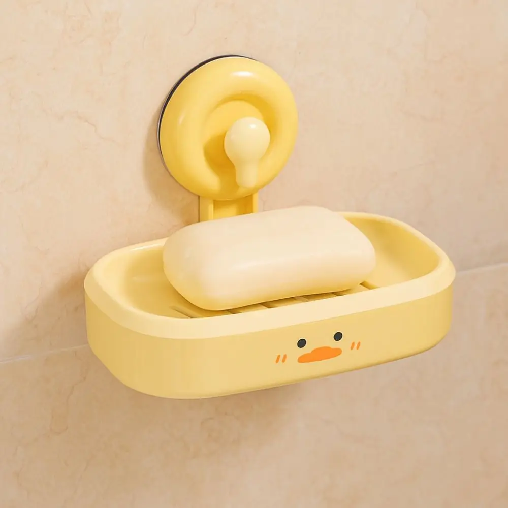 

Space Saving Wall Mounted Suction Cup Soap Box Cartoon Duck Cute Soap Holder Plastic Soap Container Tray Kitchen