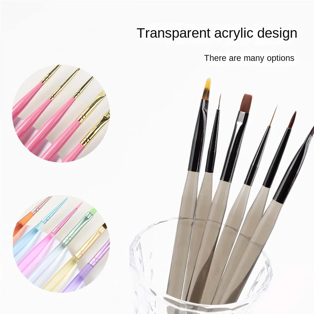 Ensemble de pinceaux à poudre liquide pour dessin sur ongles, pinceaux de peinture, lignes ultra-fines, fil côtelé bricolage, stylo à dessin pour ongles, manucure acrylique, 6 pièces/ensemble