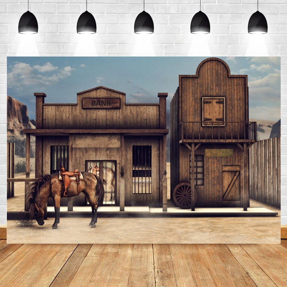 Toile De Fond Photo 3x2m Western Cowboy Vintage – Wild West Saloon & Taverne – Idéal Mariage, Anniversaire, Baby Shower