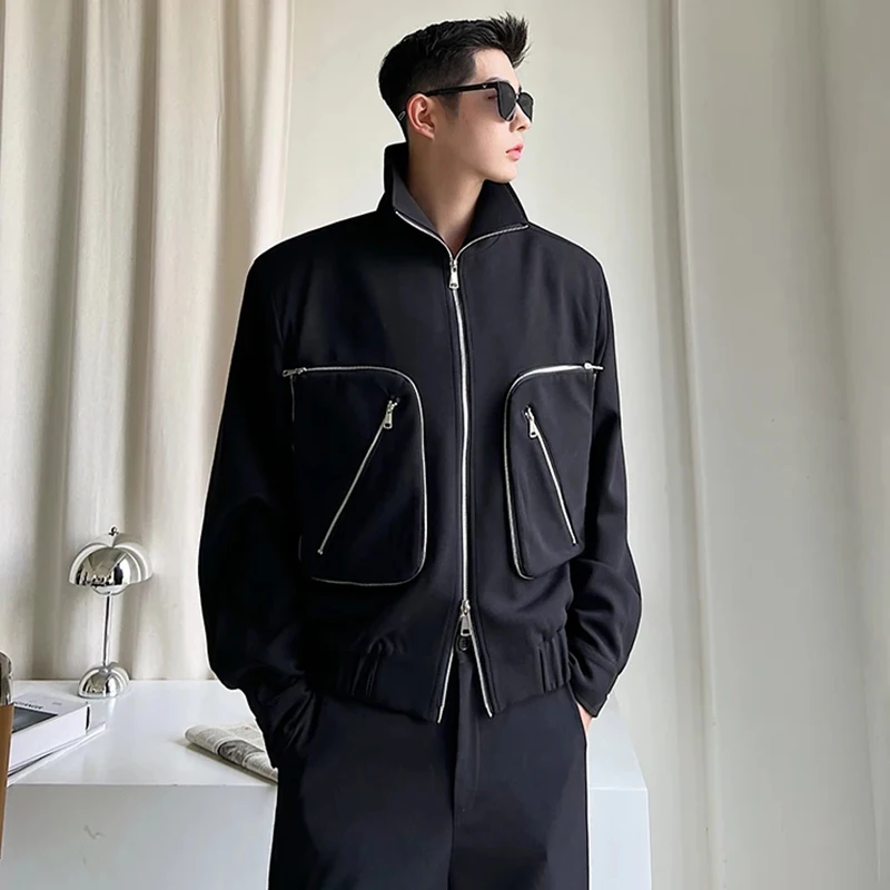 LUZHEN Zipper Splicing Design Stylish Solid Color Jackets Coats Original Trendy Personality Street Casual Men\'s Clothing LZ2234