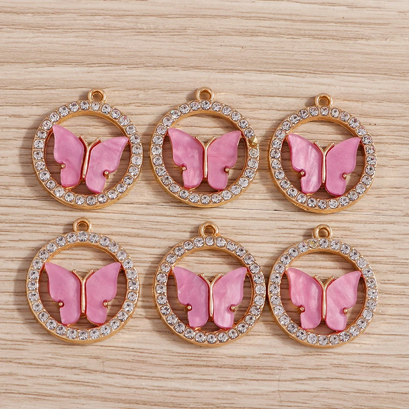 10 Stück 22 x 24 mm niedliche Kristall-Schmetterlings-Anhänger für die Schmuckherstellung, Tropfenohrringe, Halsketten, Armbänder, DIY-Bastelzubehör – Detail 8