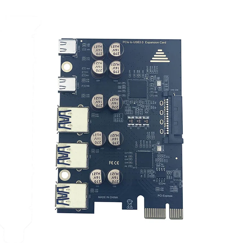 Scheda PCIe a USB 3.2 Gen 1 5Gbps 3 USB Tipo A 2 USB Tipo C Scheda di espansione PCI Express a 5 porte per sistema operativo Windows Linux per PC desktop