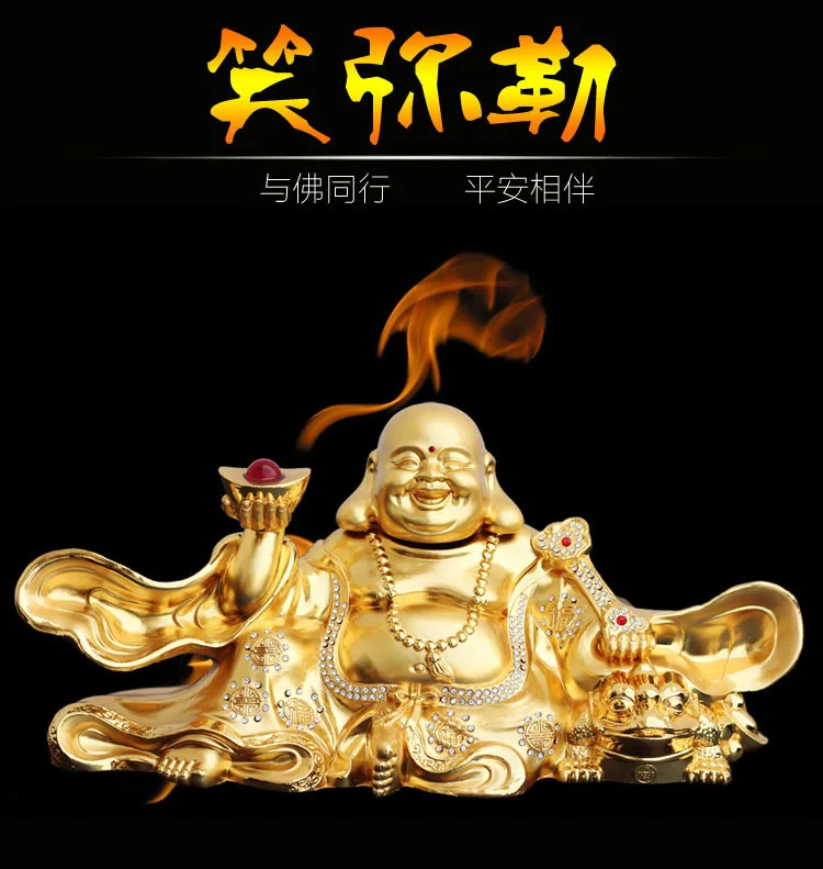 2023 HOME CAR SHOP Recruit wealth Maitreya God of wealth Mammon Buddha golden Copper GOOD LUCK FENG SHUI talisman ornaments