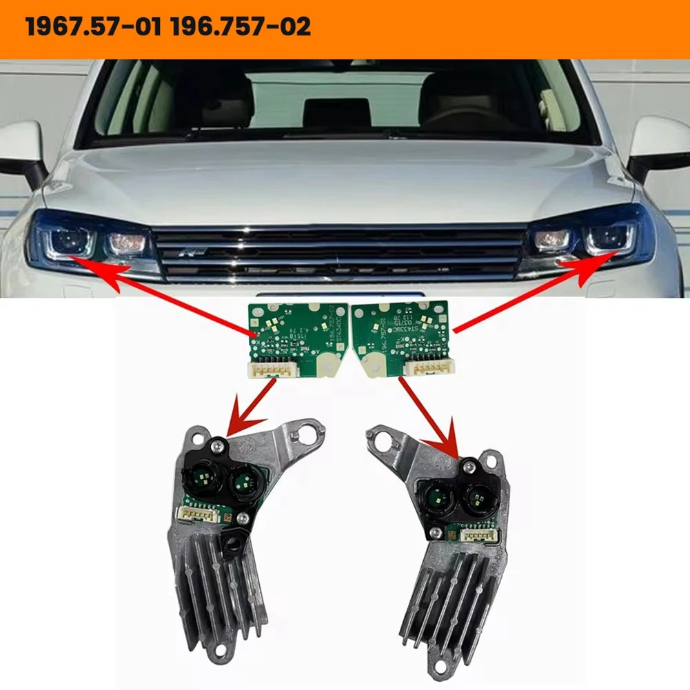

Premium 1Pair Car LED Board Chip Module 196757-01 196.757-02 For VW Touareg 16-18 Daytime Running Light Board 19675701 19675702