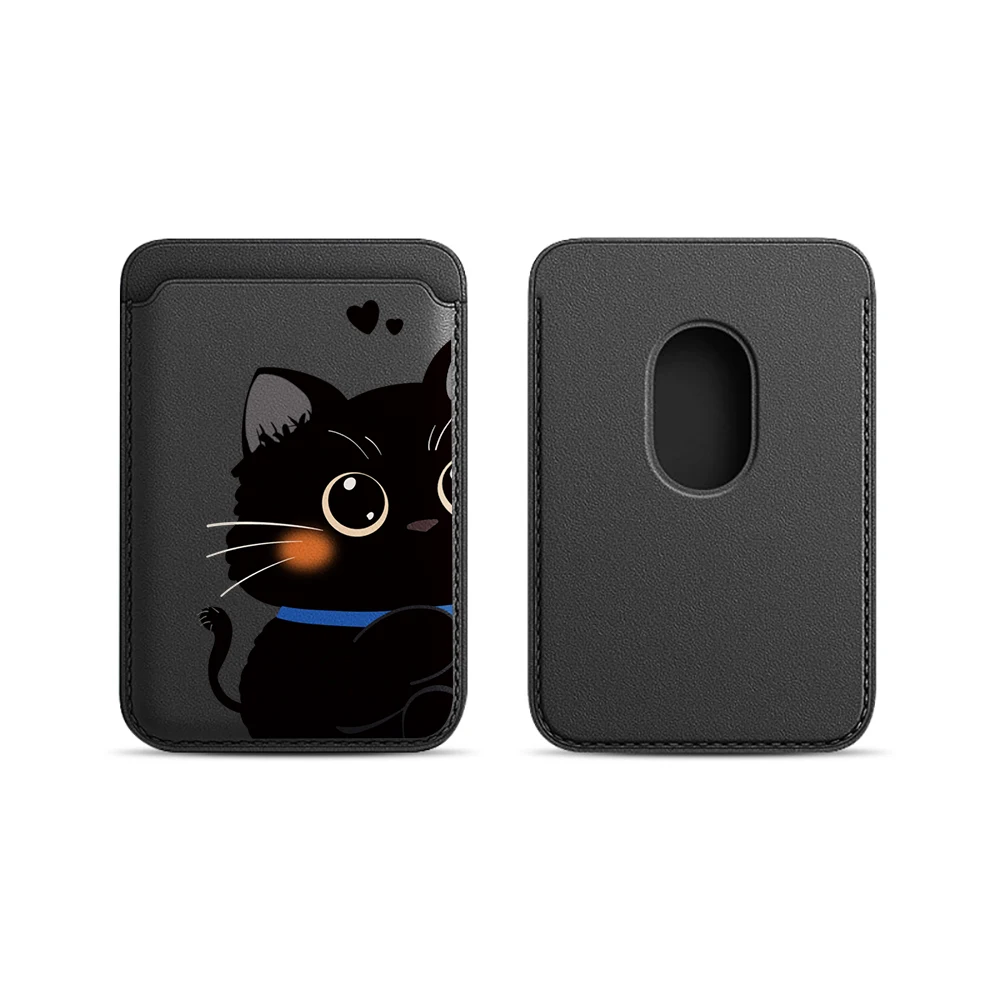Elegante Katzen-Paar-Leder-Kartenhalter-Handyhülle für Magnetische Hüllen, Geeignet für alle iPhone Magsafe Karten-Handy-Rückseiten-Taschen – Detail 9
