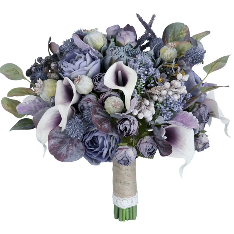 

Artificial Flower Bouquet Artificial Purple Gray Wife Girl Birthday Holiday