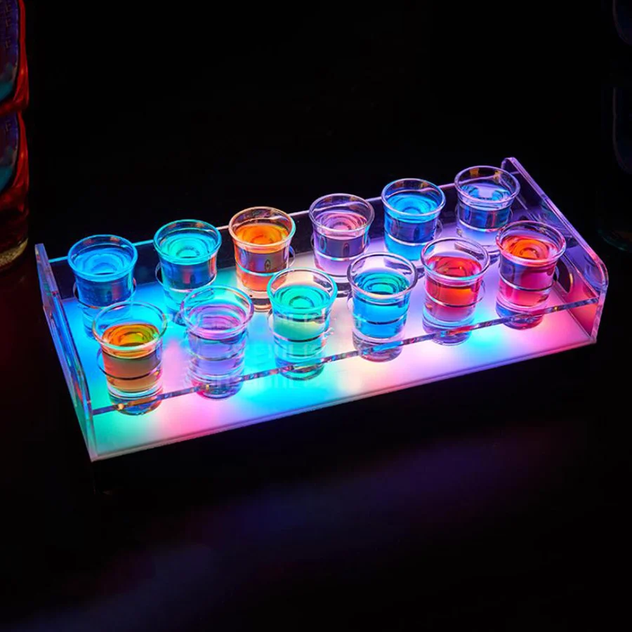 Imagem -04 - Luminous Led Shot Glass Display Stand Copo Servindo Bandeja Recarregável Bala Rack Porta-copos Bar Ktv Boate Coquetel