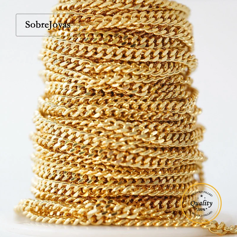 

Цепочка-паве 2/2,9 мм, позолоченная 14-каратным золотом, для изготовления ожерелий, браслетов и ювелирных изделий своими руками