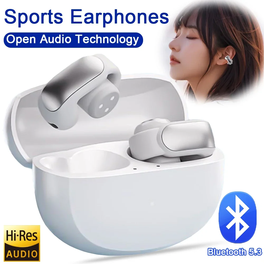 

New V12 Wireless Earphones Bluetooth 5.3 Open Headsets Bone Conduction Sport Ear Clip Keys Operation Headphones with Microphone