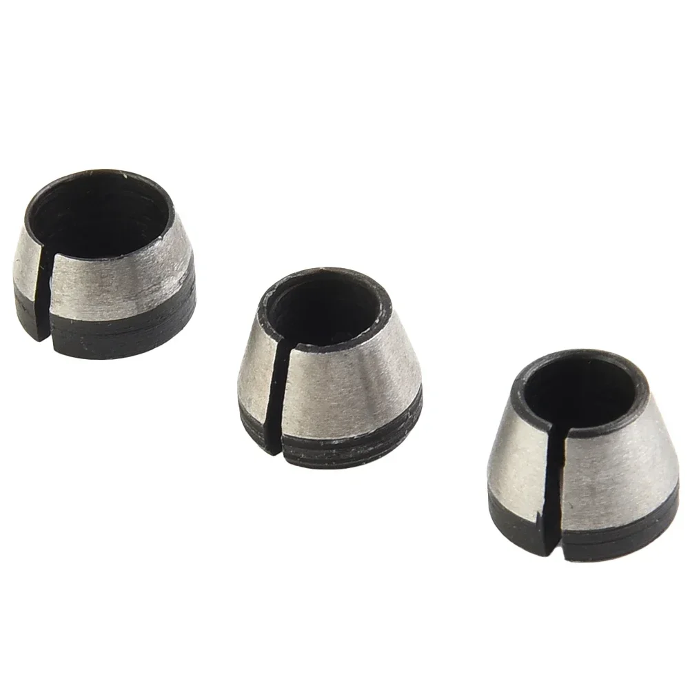 3pcs Collet Chuck Adapter Split Bushing Converters 6/6.35/8mm For Engraving Machine Wood Router Replacement Electric Trimmer