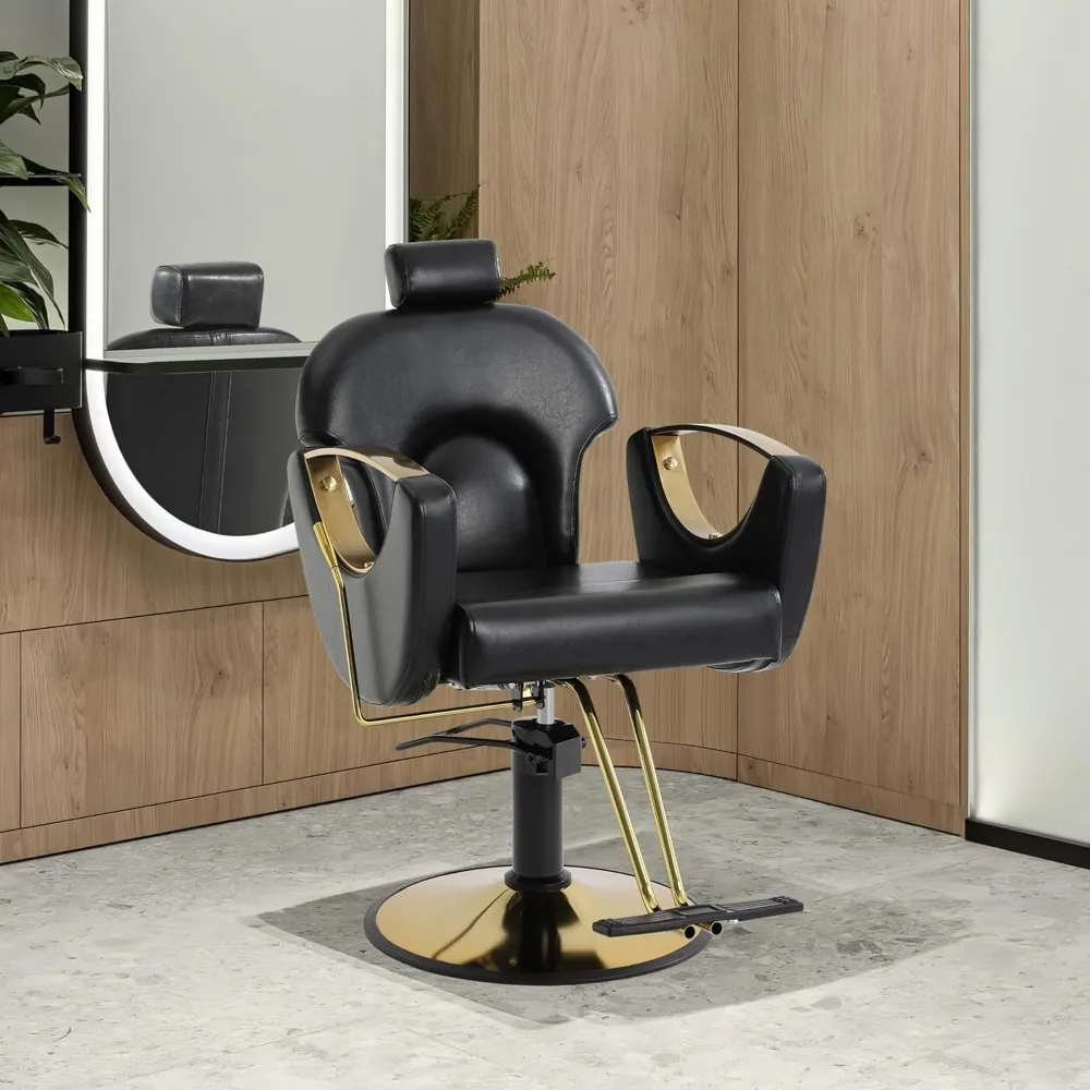 Sillón de peluquero, sillón de salón para estilista, sillón de salón reclinable hidráulico de altura ajustable, rotación de 360 grados