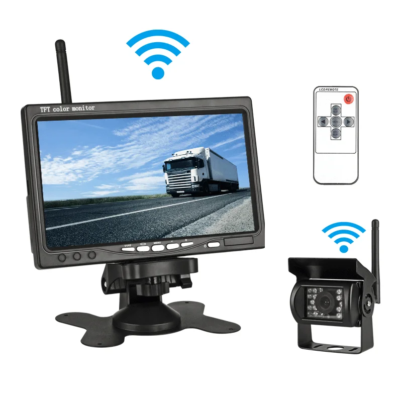 Drahtlose Lkw Rückansicht Kamera lichter Nachtsicht Für Lkw RV 7 zoll Auto Monitor Mit Reverse bild System 12-24V