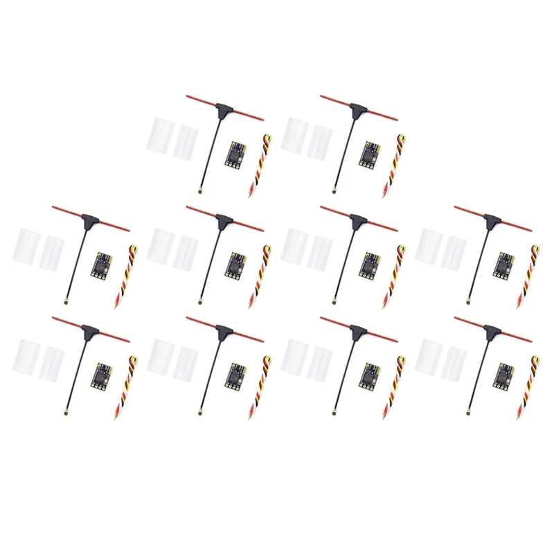 10PCS ELRS Receiver 2.4Ghz NANO Expresslrs Receiver CRSF With T-Type Antenna For RC FPV Traversing Drones Parts