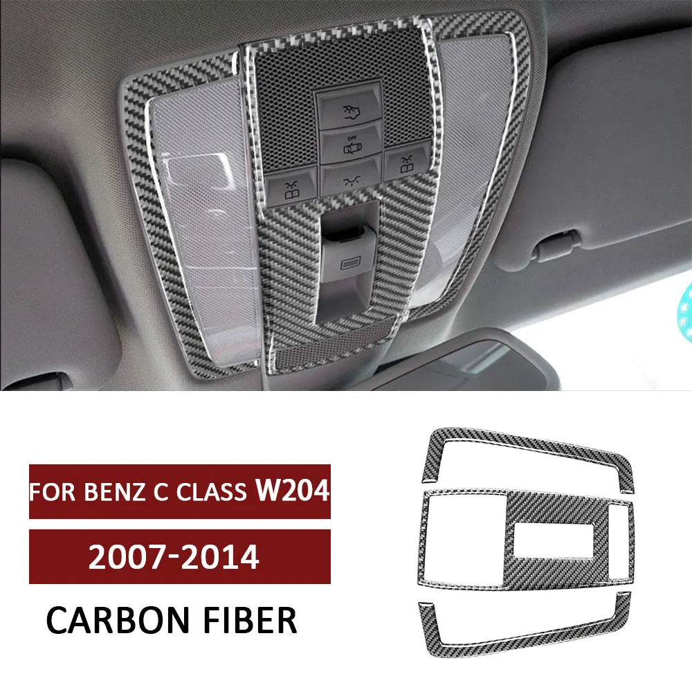 

Car Front Roof Reading Light Lamp Panel Trim Sticker for Mercedes Benz C Class W204 2007-2014 Carbon Fiber Auto Accessories