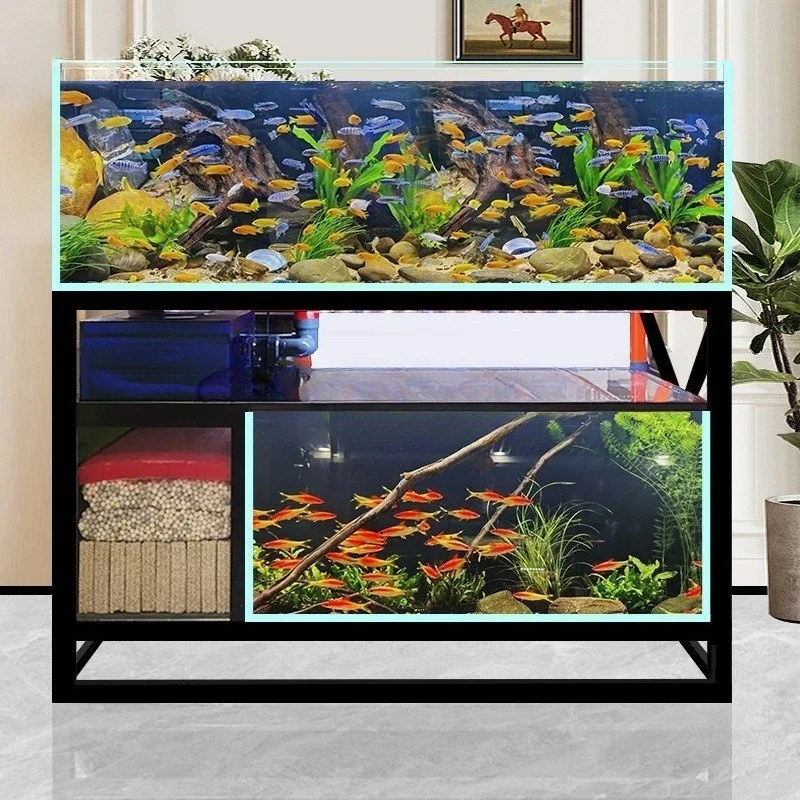 Upper and lower double-layer fish tank, fish tank, large living room household industrial wind, stream tank bottom filter set