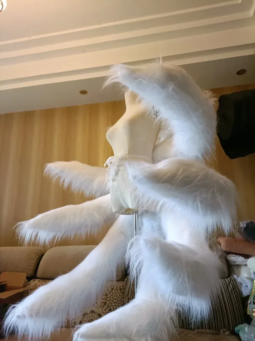 LOL Ahri White Nine-Tailed Fox Cosplay Prop Versatile Halloween Tails Performance Accessory for Cosplay Events