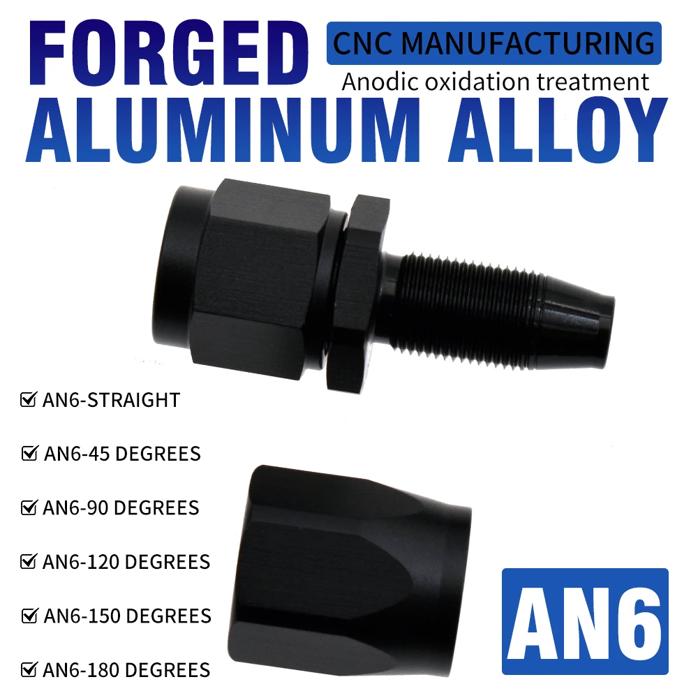 AN6 Wire Braided Oil Tube Fitting 0° 45° 90° 120° 150° 180° Universal Engine Oil Radiator Adapter Auto Modified Oil Pipe Connect