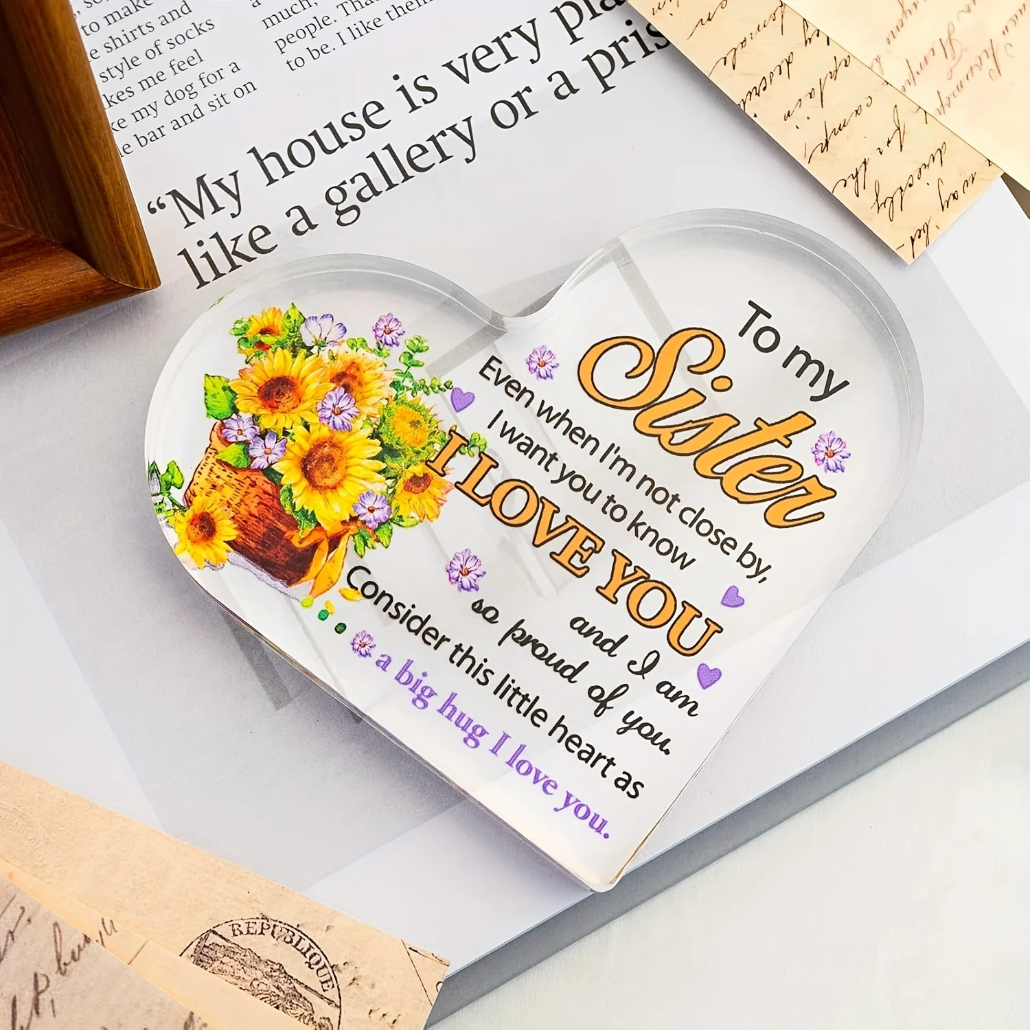 هدايا الأخت من هدايا عيد ميلاد الأخت الأخت، ديكورات مكتبية من الأكريليك، هدايا زفاف مثالية لعيد الشكر والكريسماس للكبار