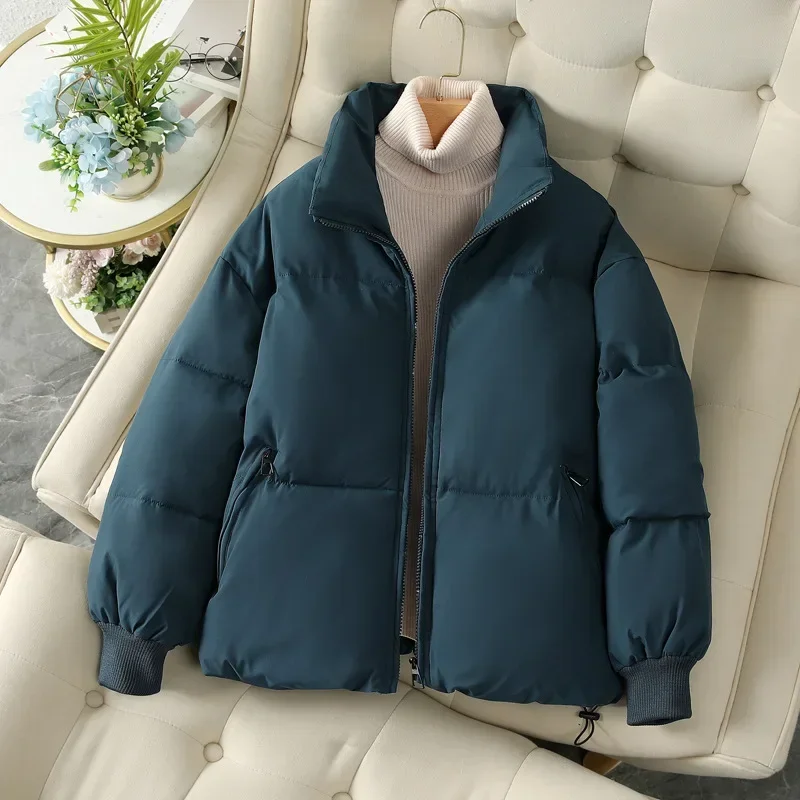 Jacket Thick Down Cotton-Padded Casual For 2024 Winter Solid Color Coat Women MN12
