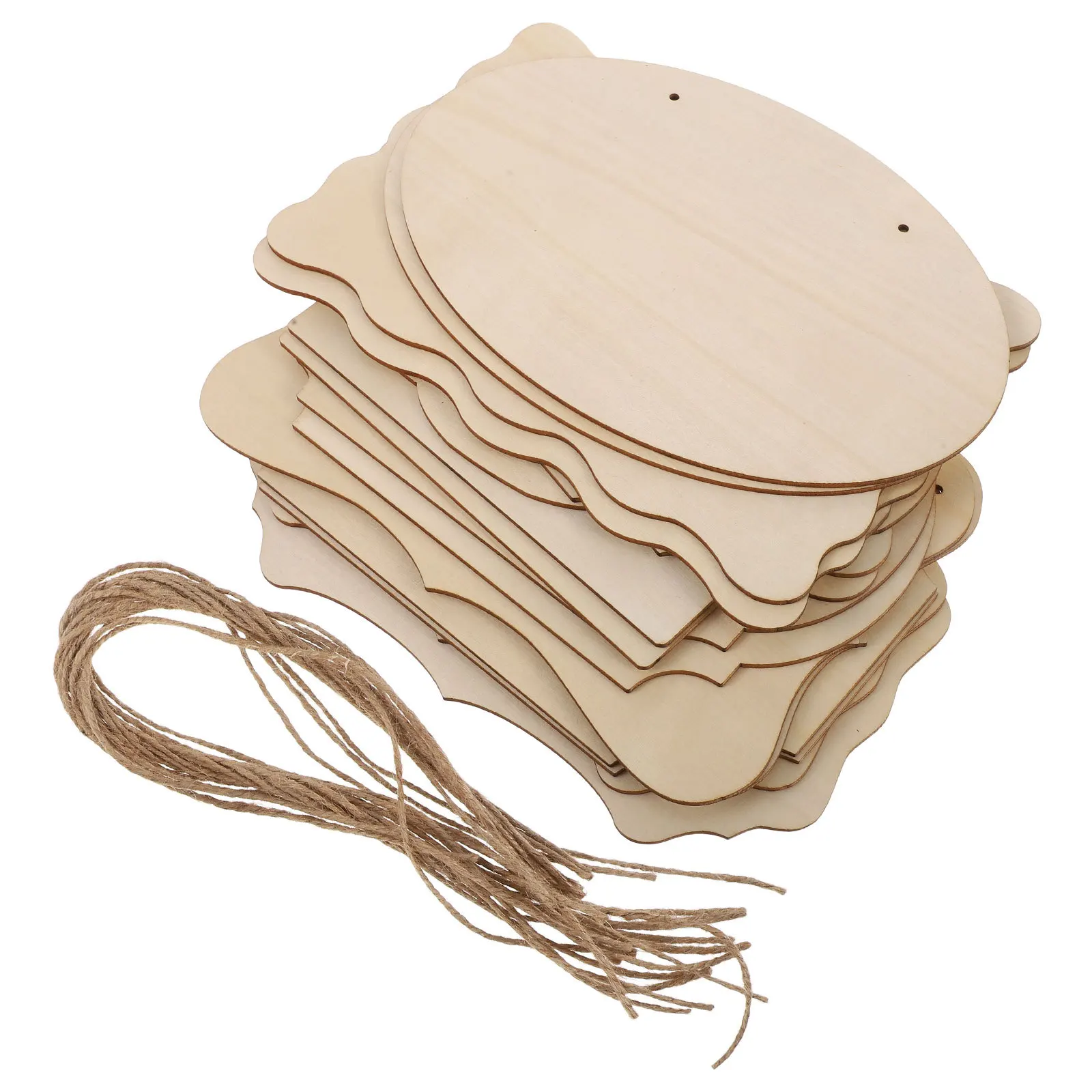 

16Pcs Blank Wood Sign Unfinished Hanging Wooden Plaque DIY Craft Front Door Farmhouse Hanging Welcome Door Sign