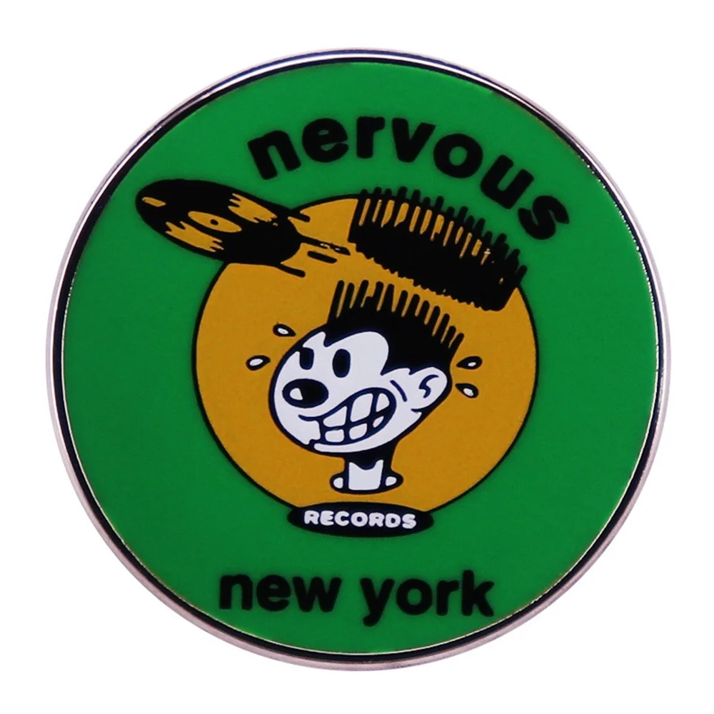 Silk Screen Printing Sticker Lapel Pin Nervous Metal Badge New York Brooches Clothing Backpack Hat Accessories DIY Logo No MOQ