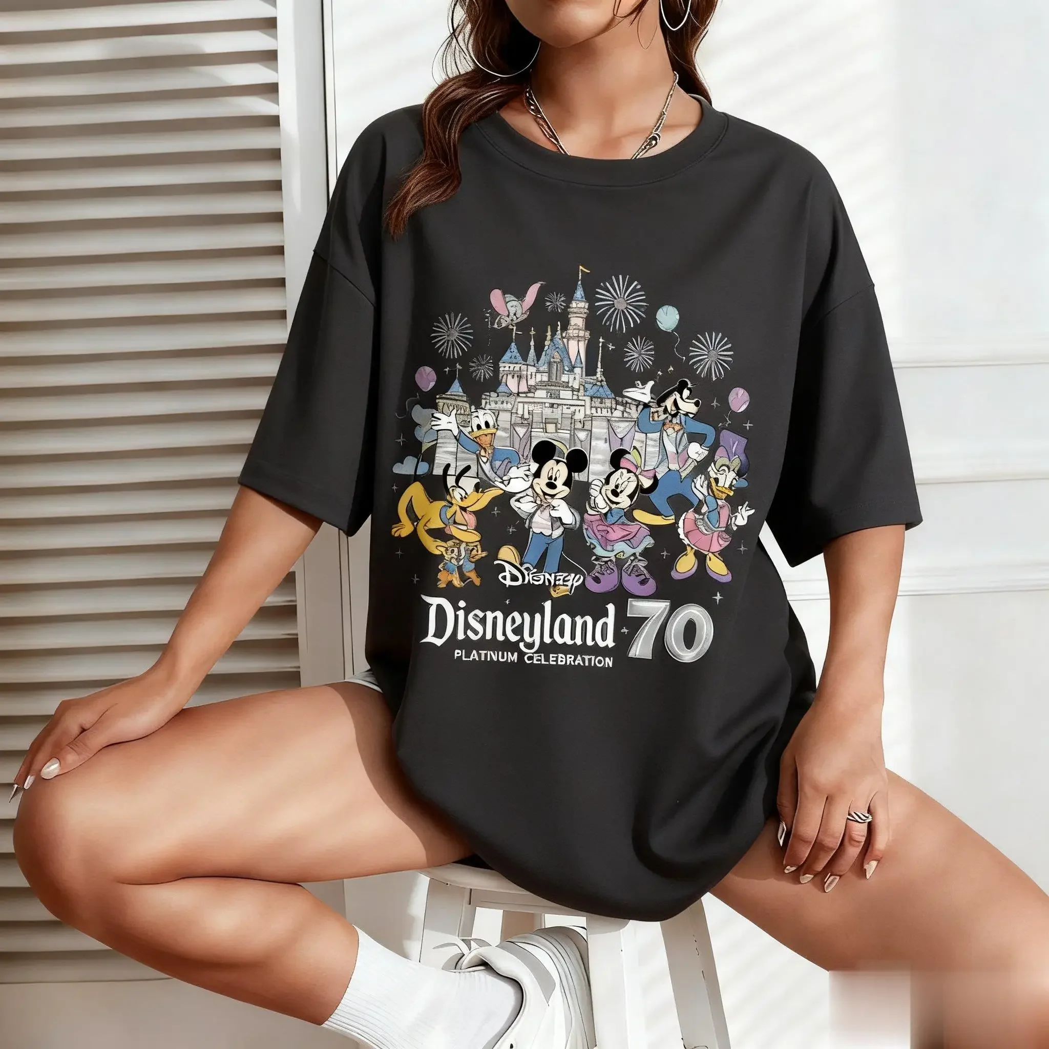 Disney 70. Mickey Minnie Vintage Cartoon Druck Baumwolle T-shirt Frauen Kurzarm T 2025 Sommer Mode Übergroßen Casual Tops
