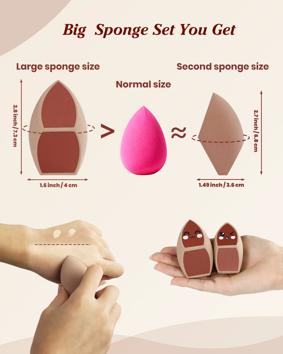 Honeycomb Film Makeup Sponge for Foundation Reduces Liquid & Cream Waste, Soft and Latex Free 2pcs Beauty Sponges