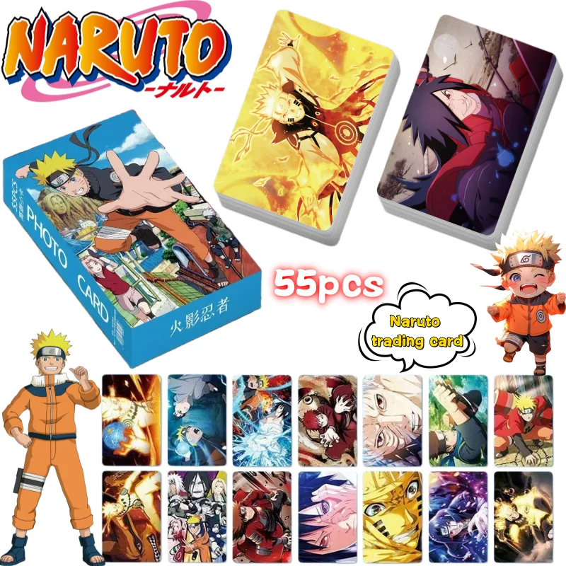 Neue Naruto Uzumaki Naruto Uchiha Sasuke 55-teilige Karten-Sammlung Hochwertige Anime-Druckkarten für Schüler und Studenten Gedenkkarten – Detail 1