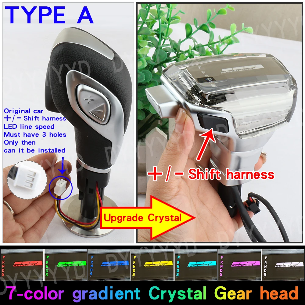 

For Ford Kuga Escape Mondeo Fusion Ecosport 13-16 Automatic LED Crystal Gear Shift Knob Transmission Lever Shifter Handle Stick