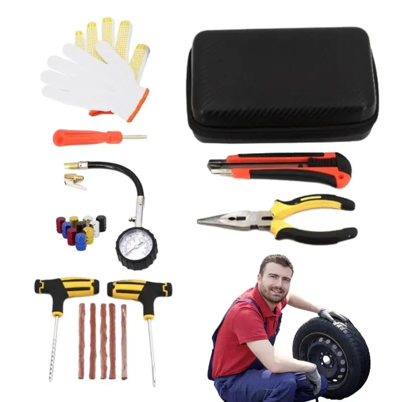 

New Car Tire Repair Kit Universal Puncture Plug Tools Tyre Puncture Emergency Tyre Puncture Emergency For Tire Strips Stirring