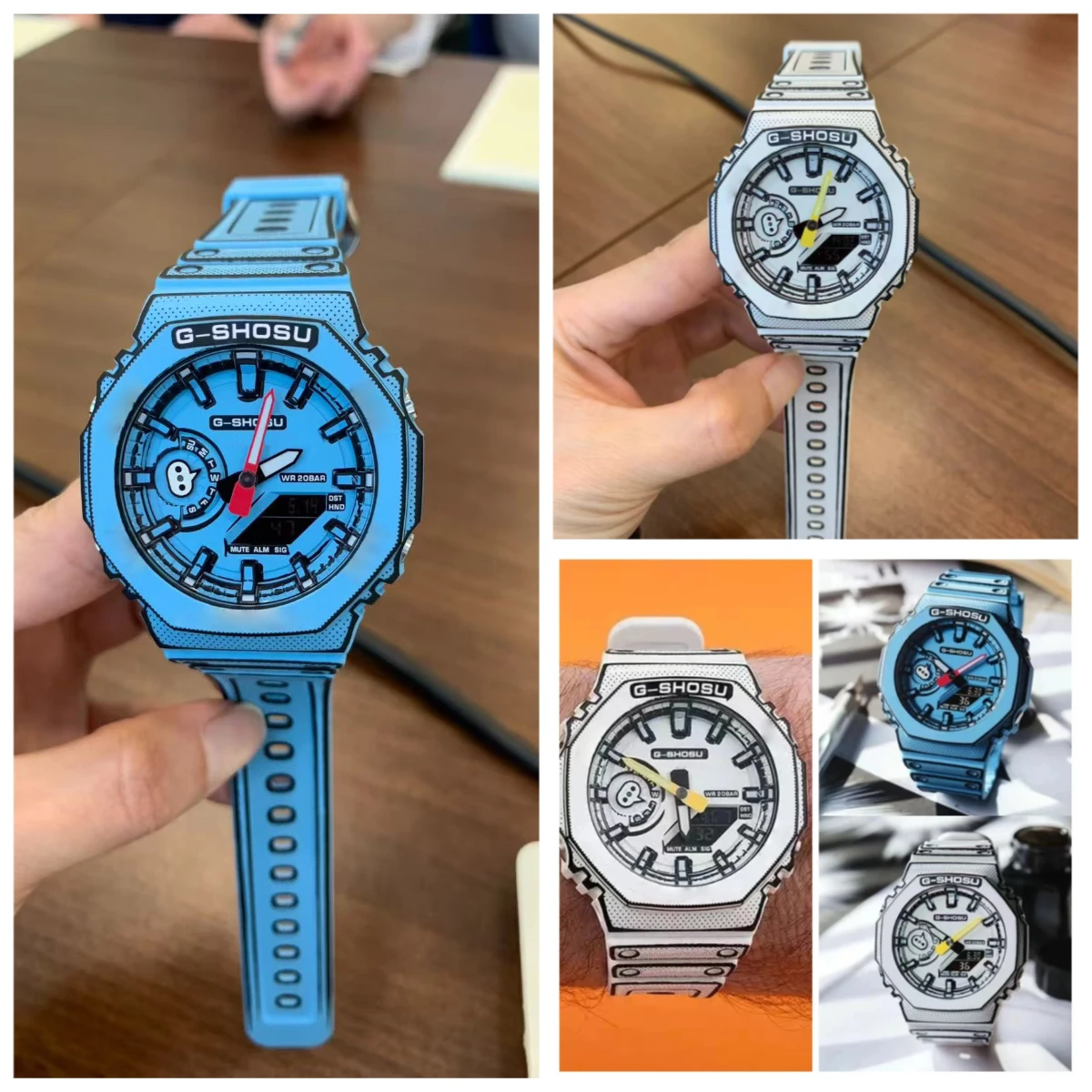 

Sports electronic men's watch world time full function dual display automatic lifting light