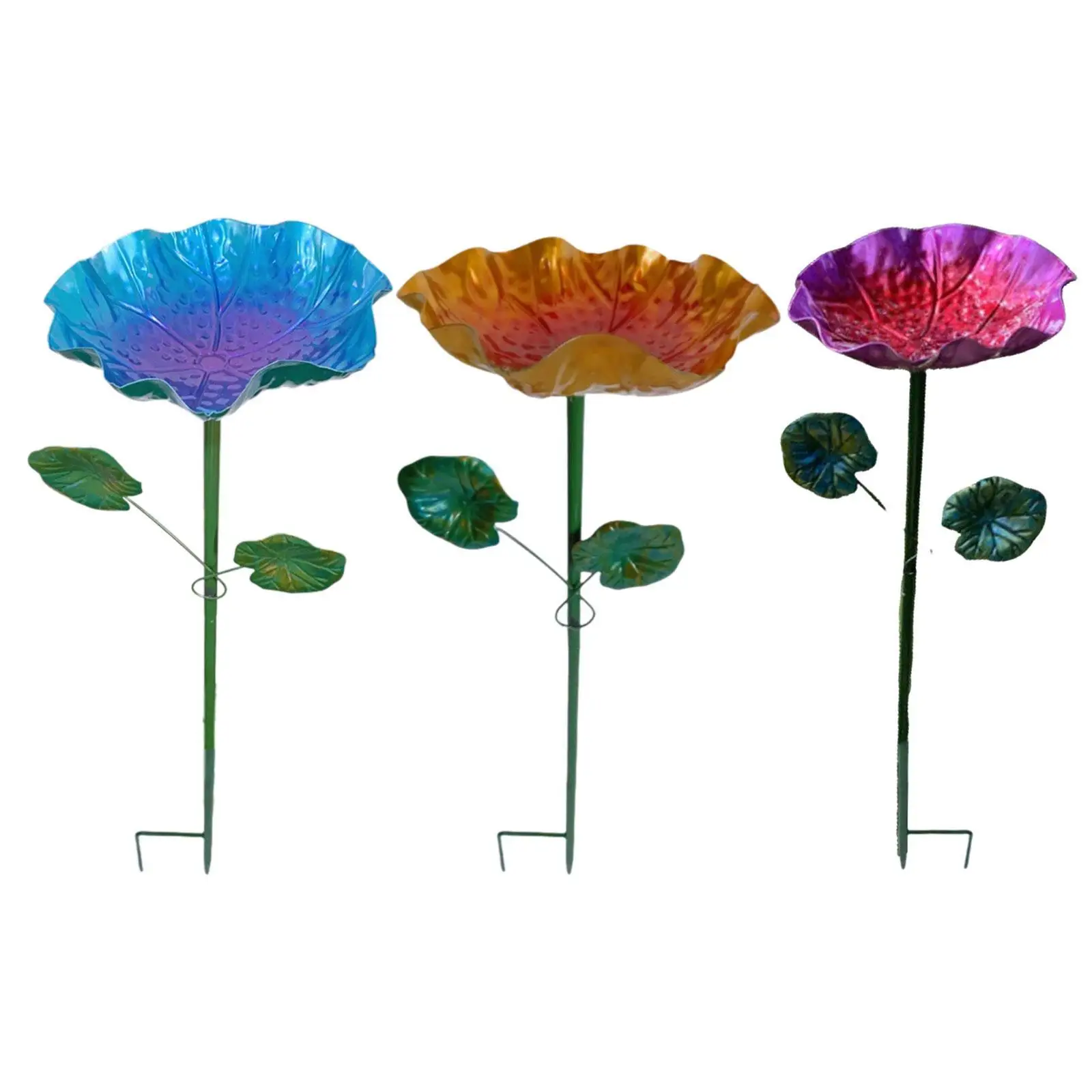 

Bird Bath Bird Feeder with Metal Stake Stand, Lotus Leaf Shape Birdbath Bowl Pedestal for Outside, Lawn, Outdoors Decoration
