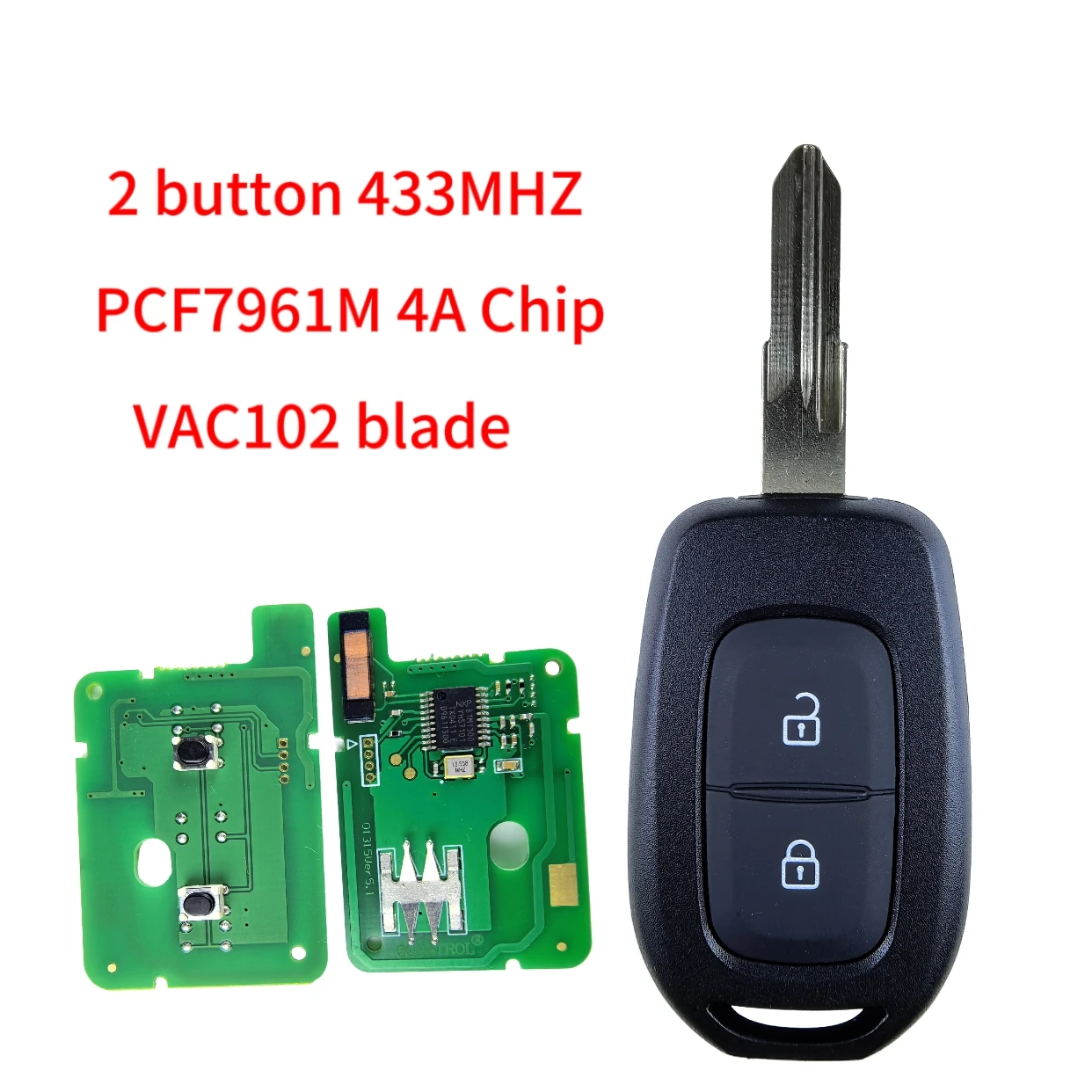 Jingxin 4A PCF7961 Chip 433Mhz 2/3-Tasten Autoschlüssel für Renault Sandero Logan Lodgy Dokker für Dacia Duster Smart Control Key – Detail 8