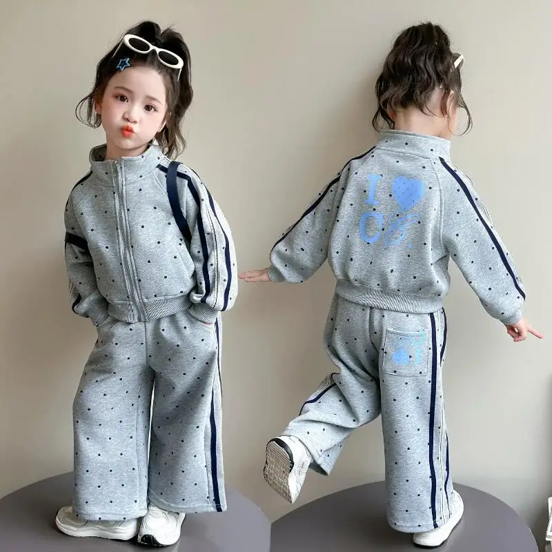Korean Version fashion Children Kawaii Spring Autumn coat Pants Suit Girls New Cartoon Long Sleeve Hooded Sweatshirt Girls cloth