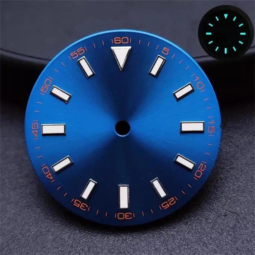 

Циферблат часов 28,5 мм, черный, синий, подходит для NH35 8215 2824, механический механизм, ледяной синий светящийся циферблат, аксессуары для часов