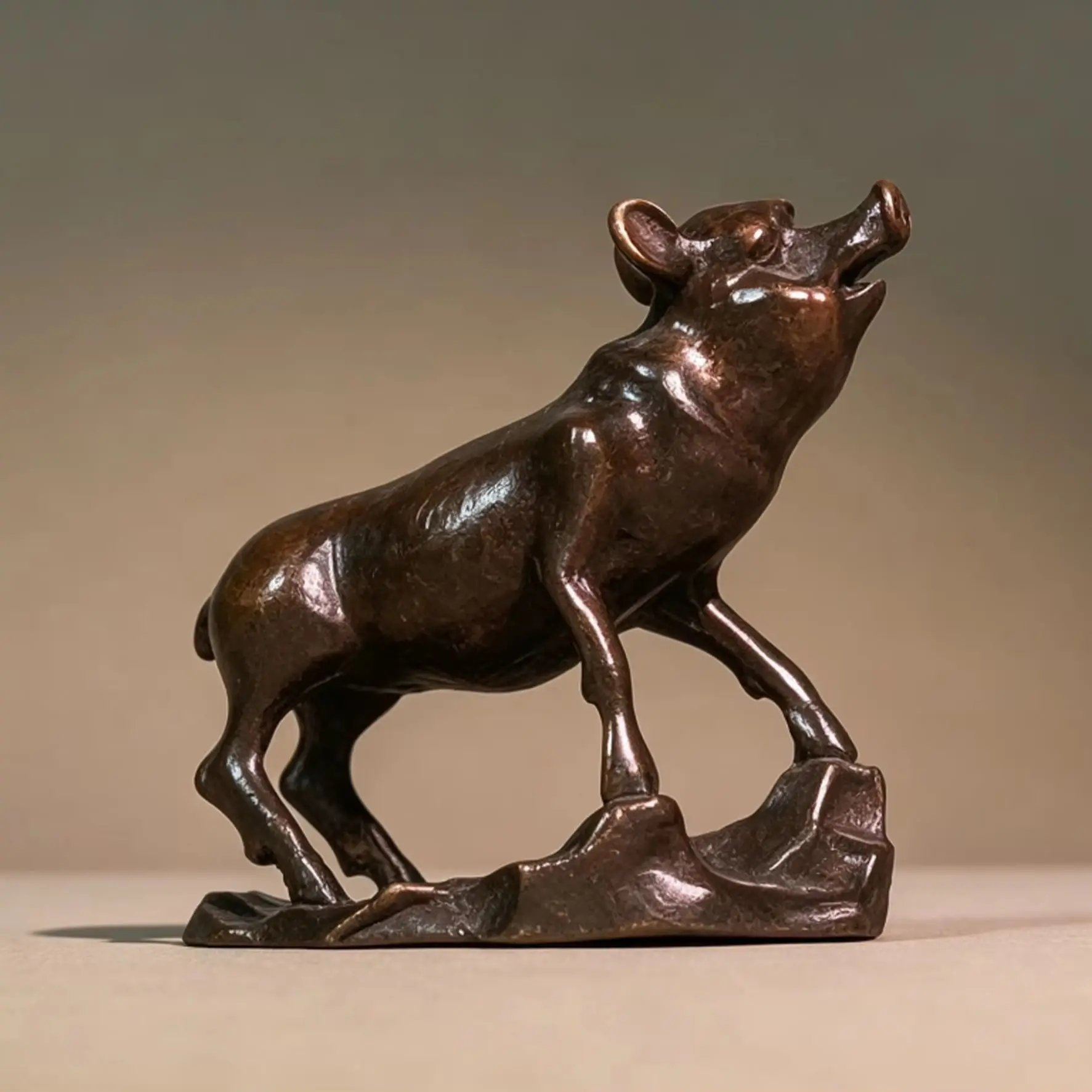 Vintage Pure Copper Ornament of Pig from Chinese Zodiac, Desktop Decor & Antique Collectible for Home, Ideal Gift