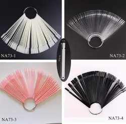 50pcs Nail False Tips Display Polish Gel Color 50pcs False Nail Tips Polish Palette Nail Art Practice Fan Display adesivo a colori