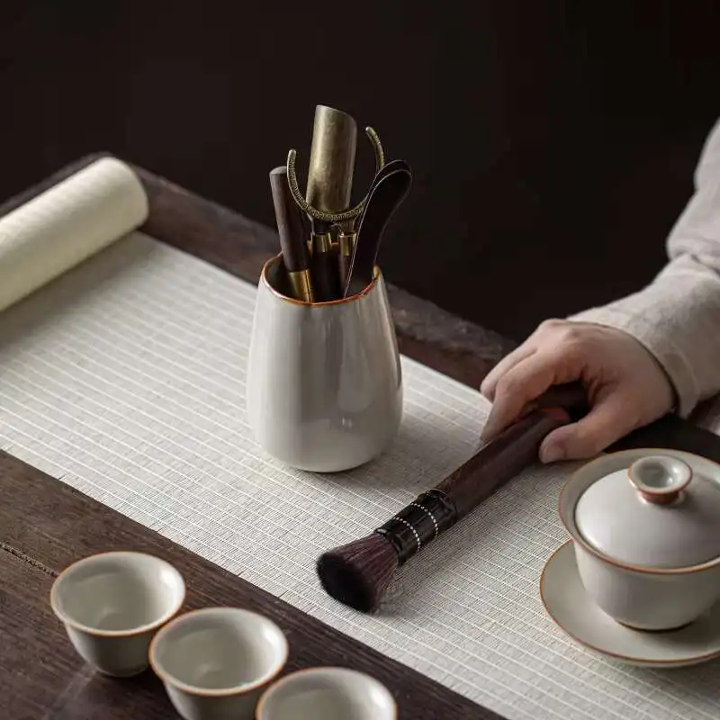 Cream Ru Kiln Tea Ceremony Six Gentlemen Tea Clip Tea Pen Teaspoon Tea Knife Supplies Chinese Kung Fu Tea Set Accessories