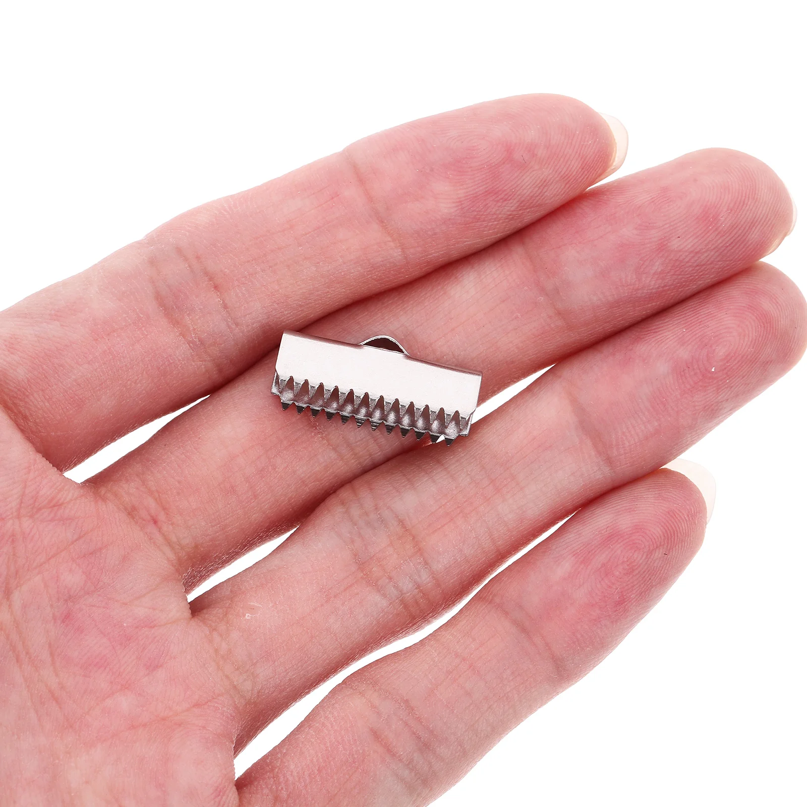 20 قطعة الفولاذ المقاوم للصدأ الحبل نهاية قبعات 20 مللي متر الفضة الشريط المشابك قرصة تجعيد لصنع المجوهرات موصلات قلادة المشبك #5