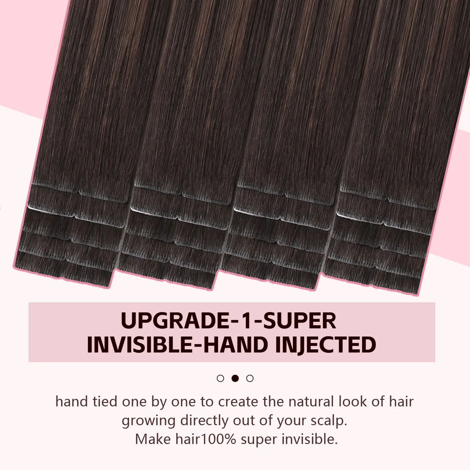 Sweetmet Invisible Tape Hair Extensions 20pcs 14-22 Inch Real Human Hair #2/6/18 Dark Brown to Dirty Blonde 3rd Generation Hand-Tied Remy Quality Invisi Edge