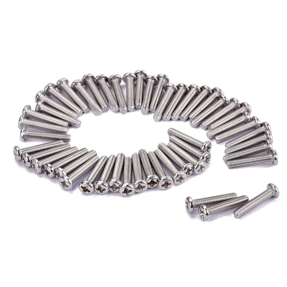 

50Pcs Guitar Saddle Bridge Screw Standard Size Accessory for Guitarists 5x17mm Silver Corrosion Resistant Professional Use