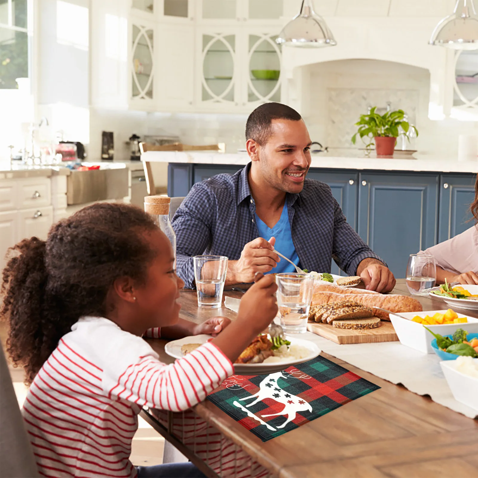 4 قطعة المفارش عيد الميلاد الجدول الديكور القماش المواد قابلة لإعادة الاستخدام عطلة حفلة ديكور المنزل الزفاف حصيرة عيد الميلاد تحديد الموقع #2