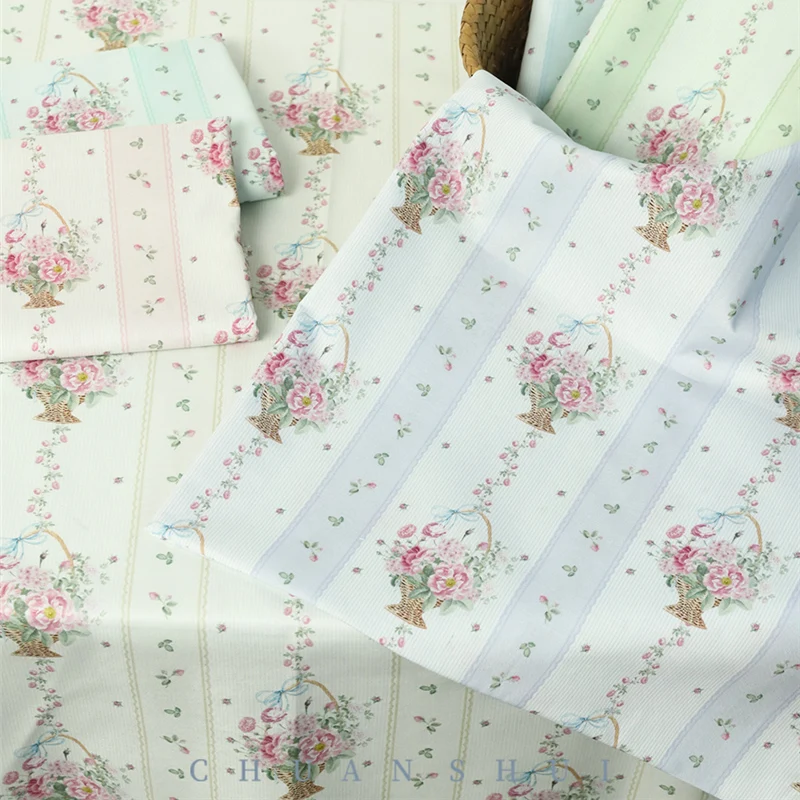 

Хлопчатобумажная ткань, пасторальная роза, корзина, ткань 90x150 см, элегантная кружевная лоскутная ткань, ручное шитье, скатерть, сумка, лист, материал «сделай сам»