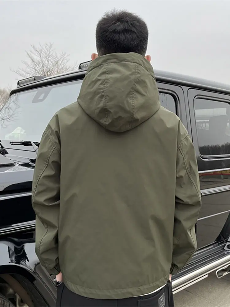 Men Bomber Jacket Military Motorcycle Jacket Zipper Outdoor Windbreaker Pockets Long Sleeve Casual Coats Korean Sportswear New