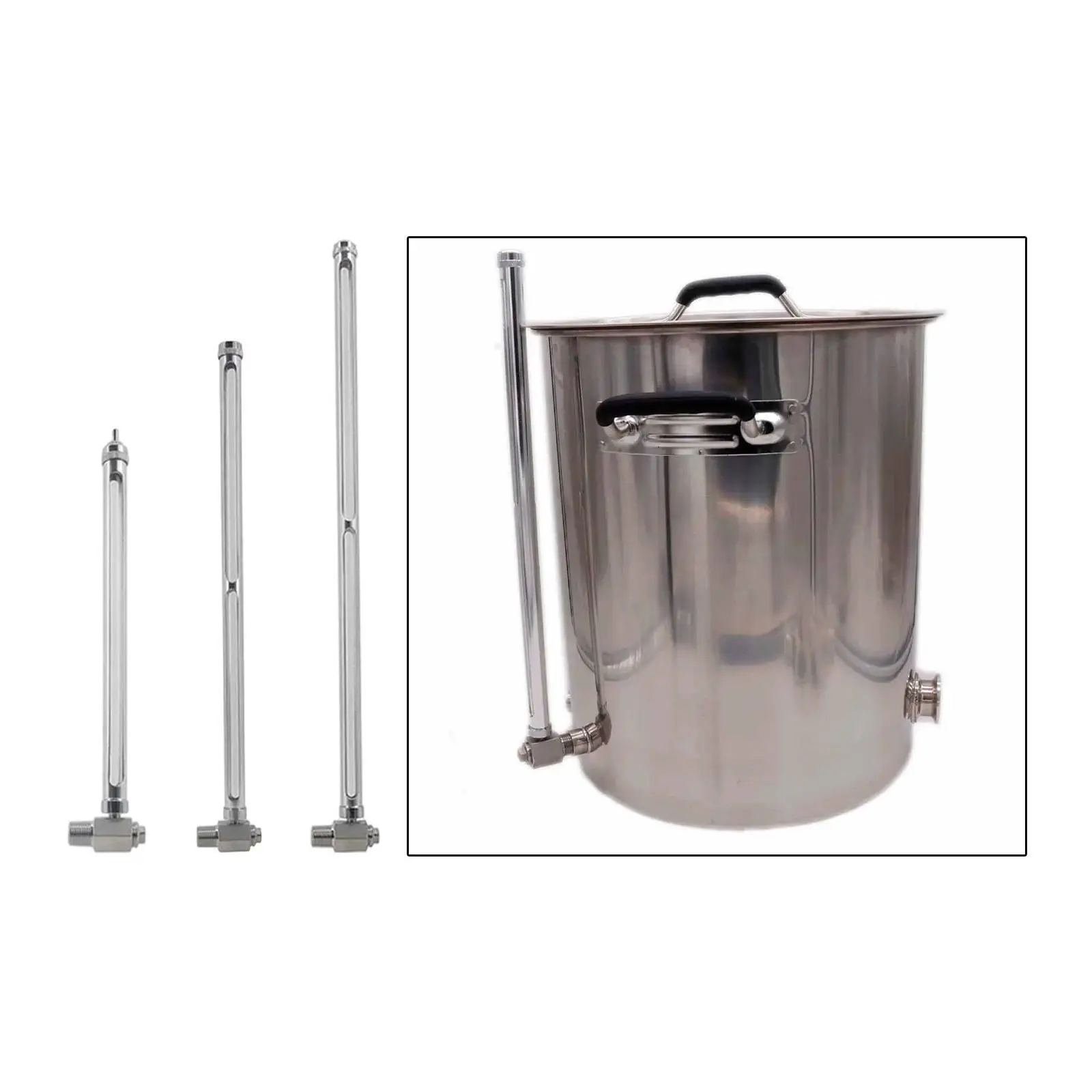 Sight Glass with Adapter,Easy Installation,Visual Liquid Level Indicator Homebrew Kettle Keg Accessories Sight Gauge Quartz Tube