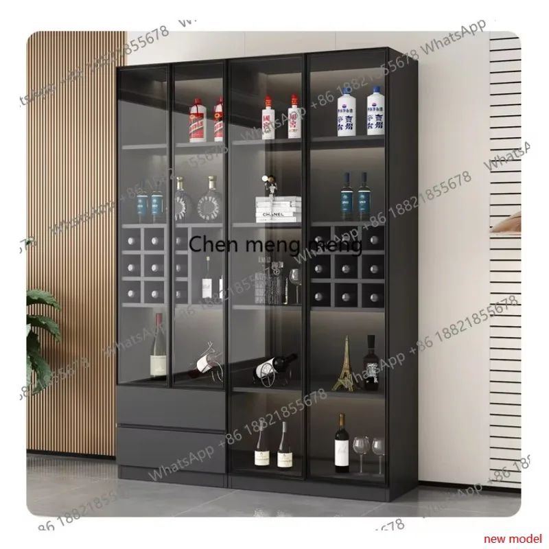 Transparency Display Wine Cabinet Light Luxury Living Room Wine Cabinet Integrated Figure Bar Furniture